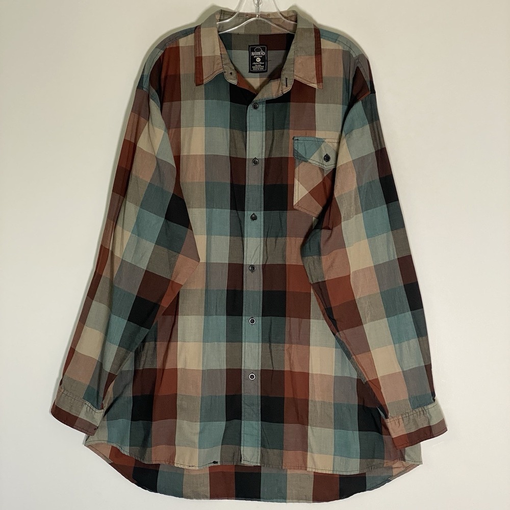 Red Head Shirt Mens XLT Multicolor Buffalo Plaid Long Sleeve Casual Pocket Comfy